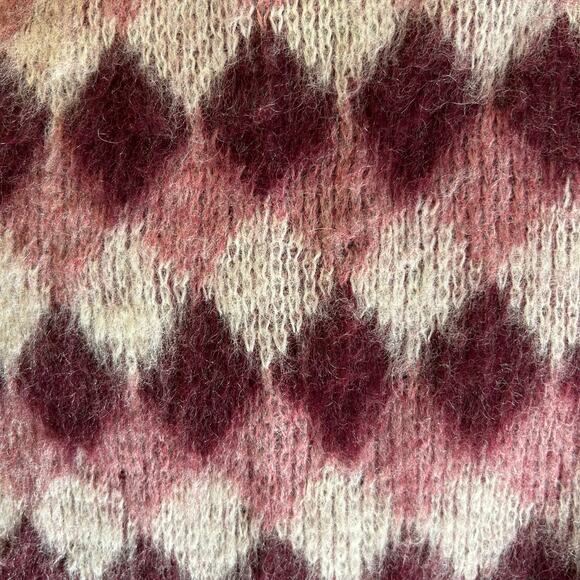 McGregor Vtg Knit Vest USA SZ Med Argyle Pink Burgundy Plaid Lightweight Preppy - Picture 7 of 8